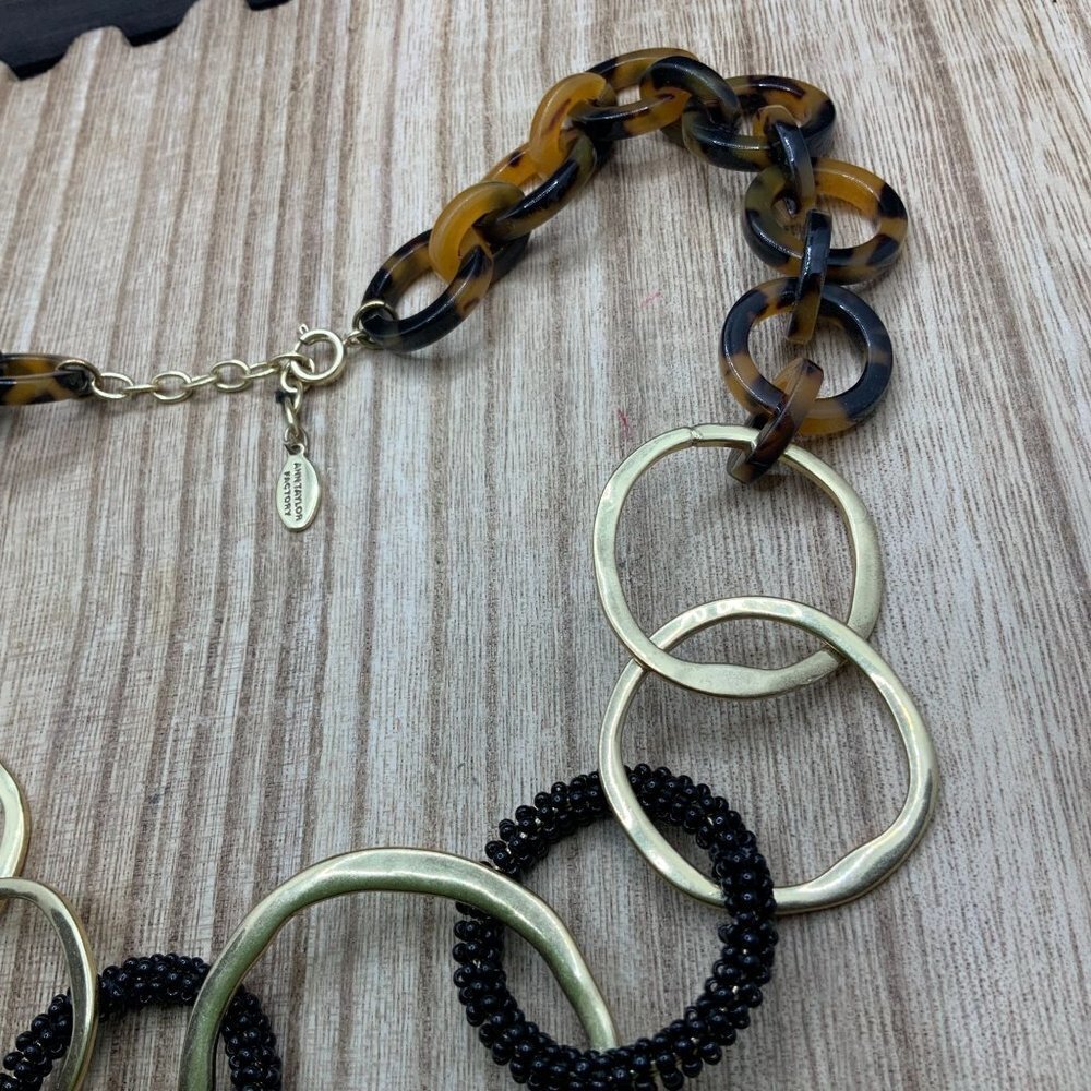 Ann Taylor Factory Tortoise Shell Linked Gold Tone Necklace 28$